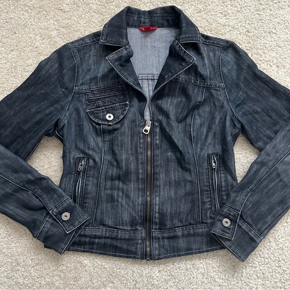 Guess Women’s Moto Blue Jean Jacket‎ Modele Style Size Large - Picture 16 of 16